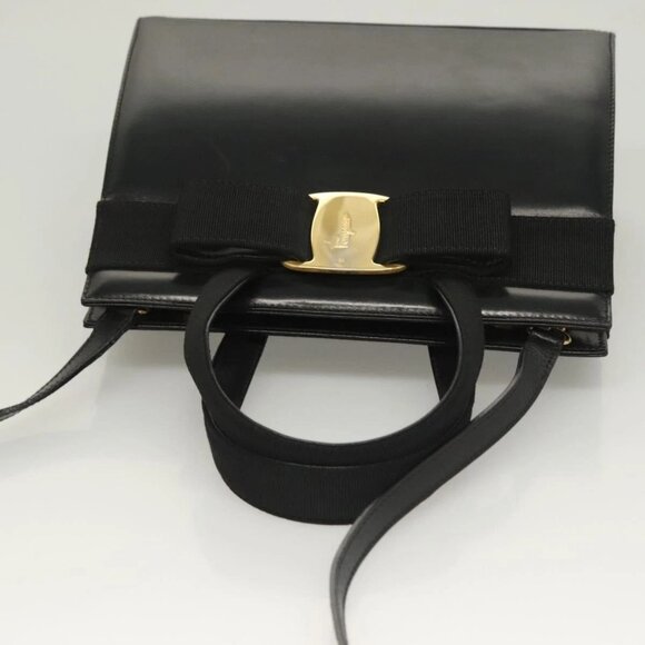 Salvatore Ferragamo Vala Hand Bag Leather 2way Brown Gold Auth ac3835 - Picture 7 of 16